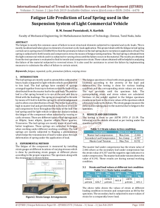 Fatigue Life Prediction of Leaf Spring used in the Suspension System of Light Commercial Vehicle