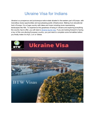 Ukraine Visa For Indians