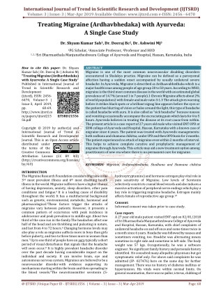 Treating Migraine Ardhavbhedaka with Ayurveda A Single Case Study