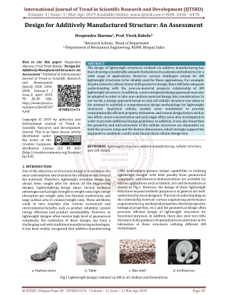 Design for Additively Manufactured Structure An Assessment