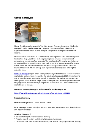 Malaysia Coffee Market: Key Growth Factor Analysis & Research Study – 2023