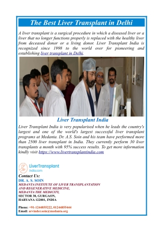 The Best Liver Transplant in Delhi