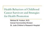 Health Behaviors of Childhood Cancer Survivors and Strategies for Health Promotion