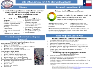 Mitigation-Preparedness-Response-Recovery Federal Partners: (SAMMC, DHS, CDC):