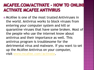 mcafee.com/activate - How to online Activate McAfee Antivirus