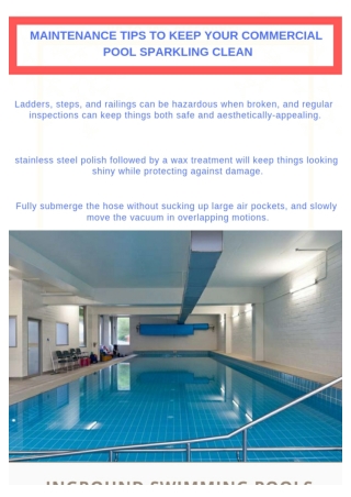 Maintenance Tips To Keep Your Commercial Pool Sparkling Clean