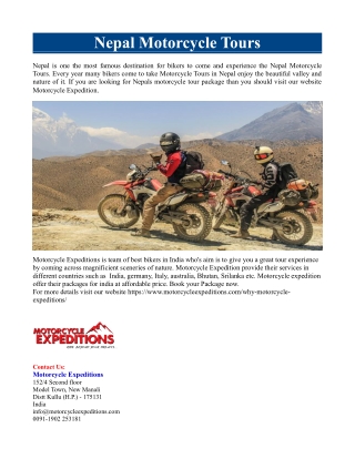 Nepal Motorcycle Tours