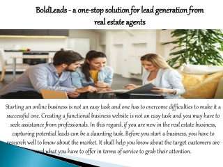 BoldLeads - a one-stop solution for lead generation from real estate agents
