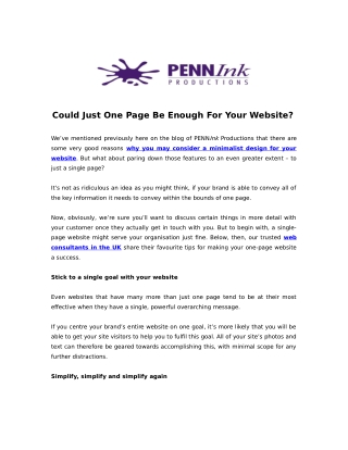 Could Just One Page Be Enough For Your Website?