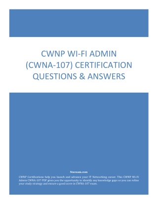[Latest] CWNP Wi-Fi Admin (CWNA-107) Certification Questions & Answers