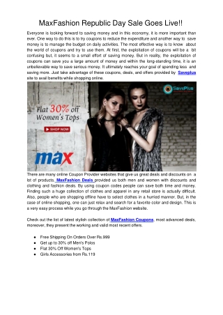 MaxFashion Republic Day Sale Goes Live!!