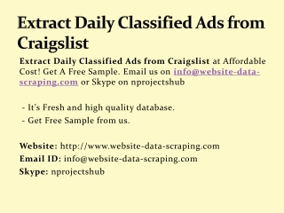 Extract Daily Classified Ads from Craigslist