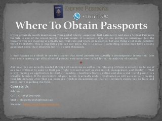 Where To Obtain Passports