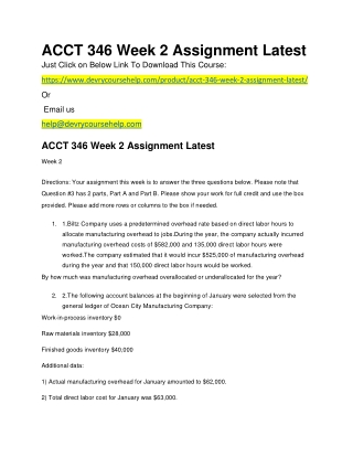 ACCT 346 Week 2 Assignment Latest