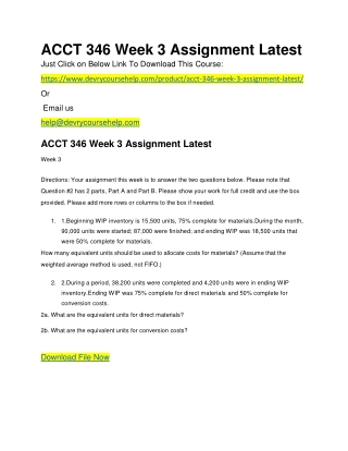 ACCT 346 Week 3 Assignment Latest