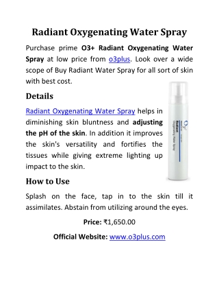 Radiant Oxygenating Water Spray