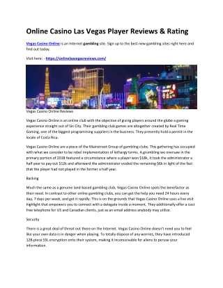 Online Casino Las Vegas Player Reviews & Rating