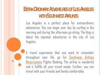 Extra Ordinary Adventures of Los Angeles with Southwest Airlines