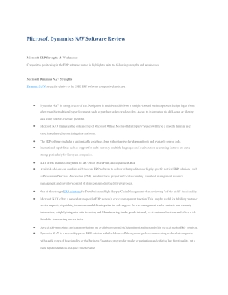 Microsoft Dynamics NAV Software Review