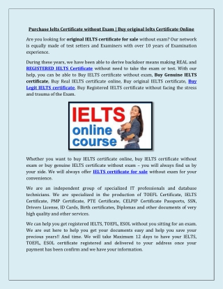 Purchase Ielts Certificate without Exam | Buy original Ielts Certificate Online