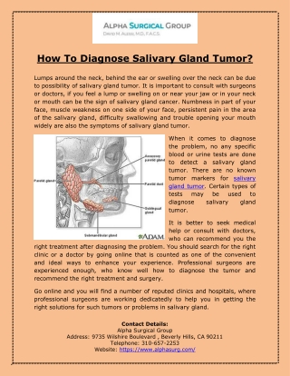 How To Diagnose Salivary Gland Tumor?