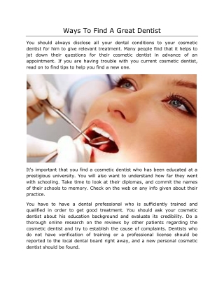Ways To Find A Great Dentist