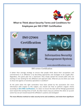 What to Think about Security Terms and Conditions for Employees per ISO 27001 Certification