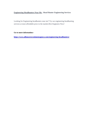 Engineering Headhunters Near Me - Head Hunter Engineering Services