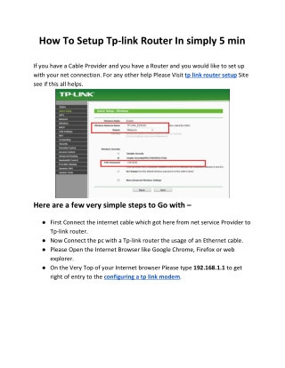 How To Setup Tp-link Router In simply 5 min