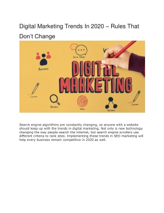 Digital Marketing Trends In 2020 – Rules That Don’t Change