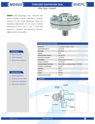 MDS01 Diaphragm Seal - Threaded - Direct- Coupled Type