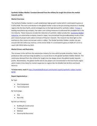 Synthetic Rubber market