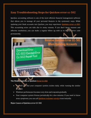 Easy Troubleshooting Steps for Quicken error cc-502