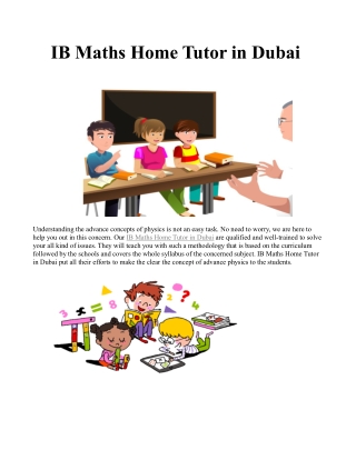 IB Maths Home Tutor in Dubai