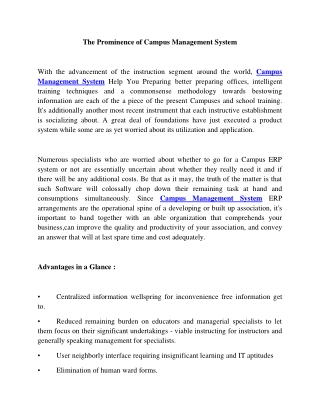 The prominence OF Campus Management system