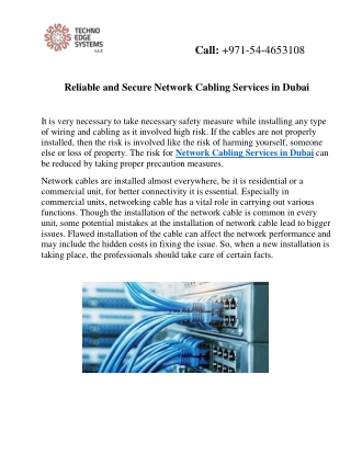 Reliable and Secure Network Cabling Services in Dubai