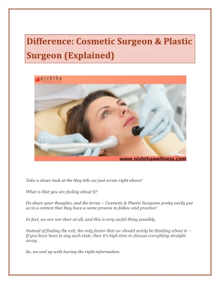 Difference: Cosmetic Surgeon & Plastic Surgeon (Explained)