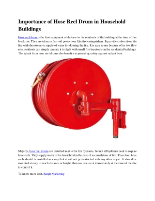 Importance of Hose Reel Drum in Household Buildings