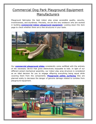 Commercial Dog Park Playground Equipment Manufacturers
