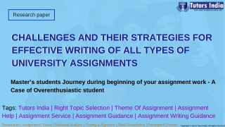 Five Challenges and Their Strategies for Effective Writing of all Types of University Assignments - TutorsIndia.com