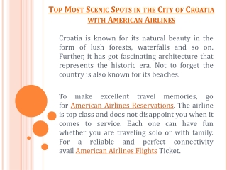 Top Most Scenic Spots in the City of Croatia with American Airlines