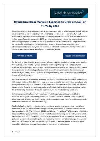 Global Hybrid Drivetrain Market in North America Region is Expected to Showcase Exponential Growth By 2026