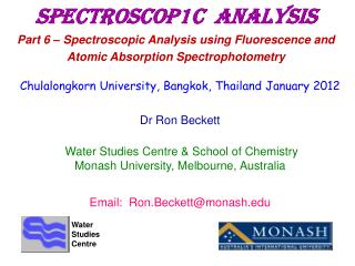 Spectroscop1c Analysis Part 6 – Spectroscopic Analysis using Fluorescence and Atomic Absorption Spectrophotometry
