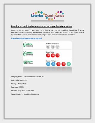 Resultados de loterias americanas en republica dominicana