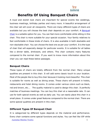 Benefits Of Using Banquet Chairs