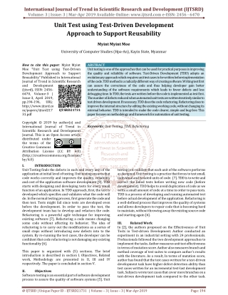 Unit Test using Test Driven Development Approach to Support Reusability