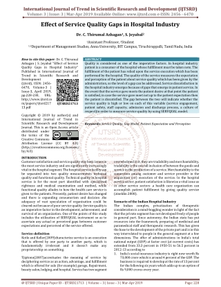 Effect of Service Quality Gaps in Hospital Industry