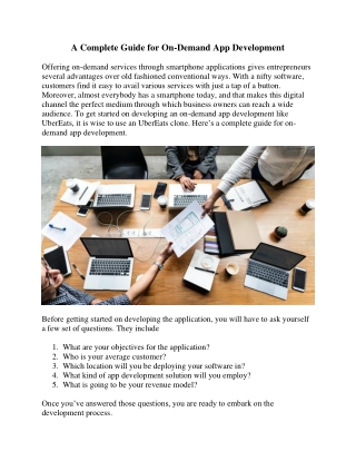 A Complete Guide for On-Demand App Development