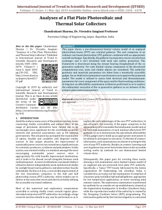 Analyses of a Flat Plate Photovoltaic and Thermal Solar Collectors