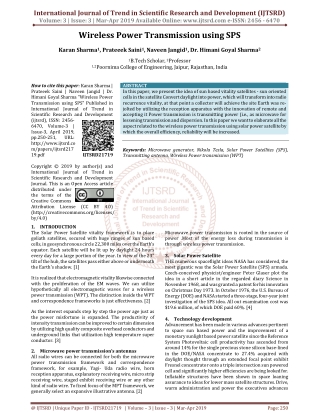 Wireless Power Transmission using SPS